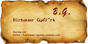 Birbauer Györk névjegykártya